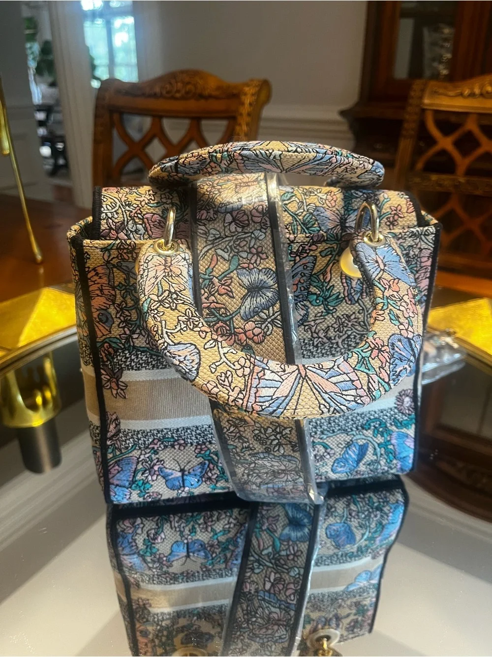 Floral Embroidered Tote Bag - Multicolor